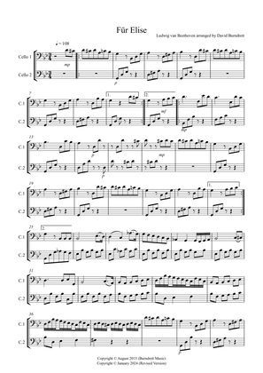 Für Elise for Cello Duet
