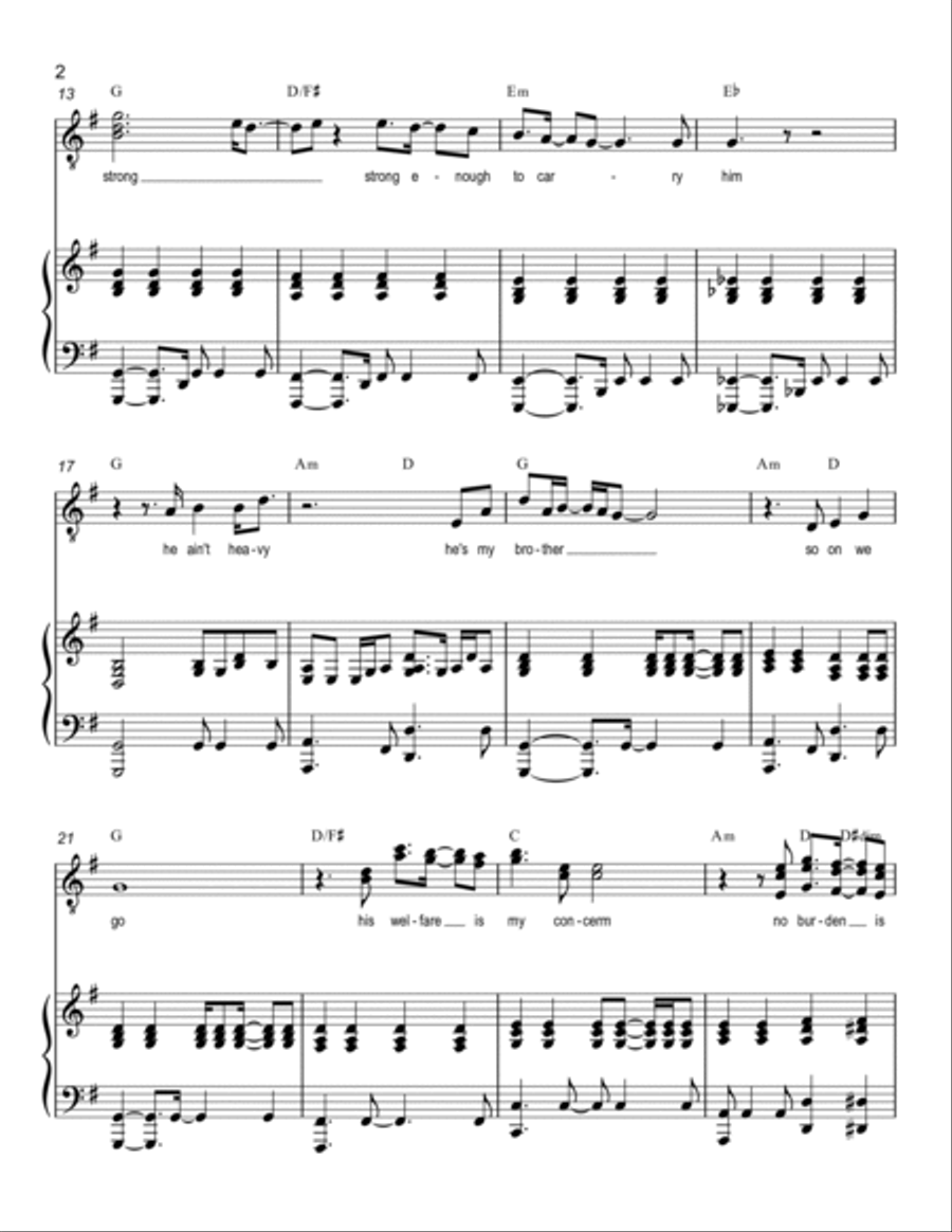 He Ain't Heavy, He's My Brother Voice scores gallery preview page 2