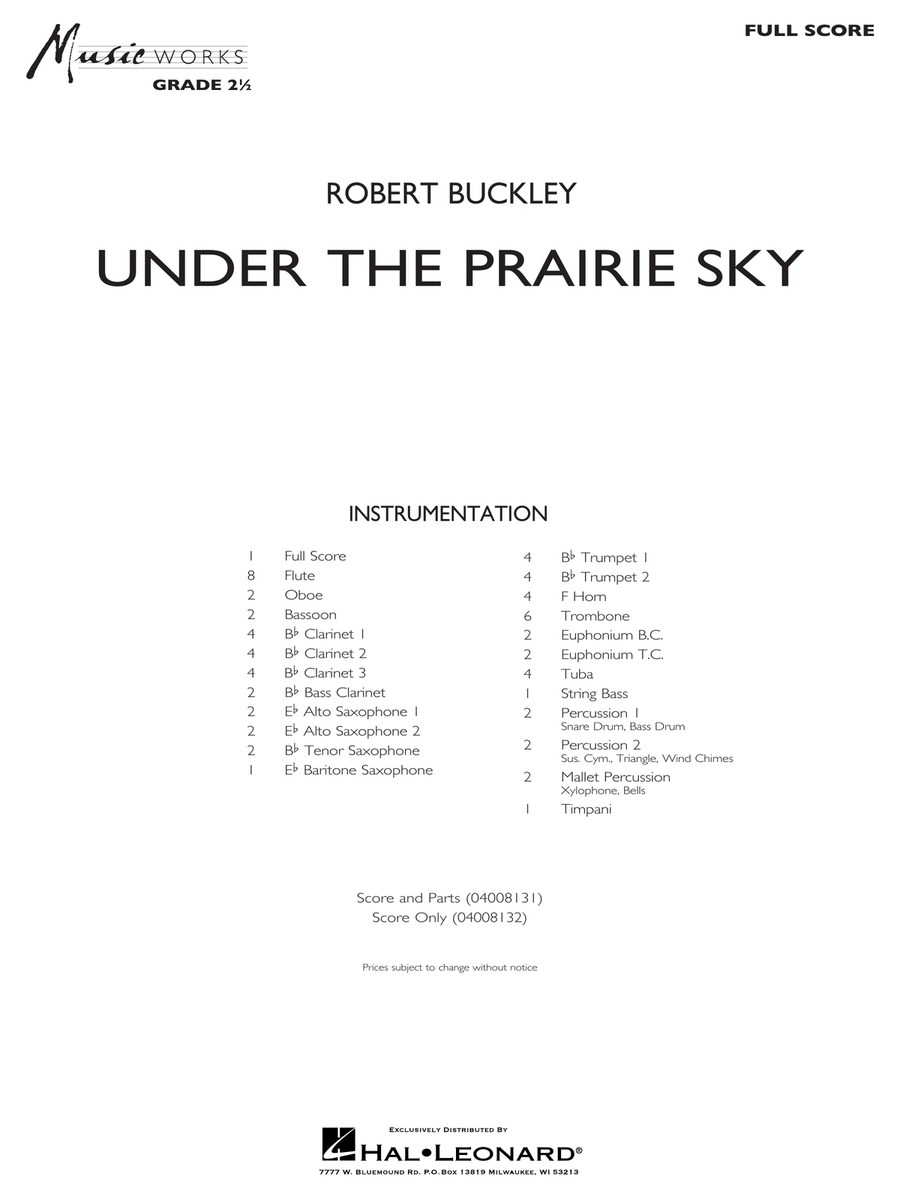 Under The Prairie Sky - Full Score Concert Band scores gallery preview page 1