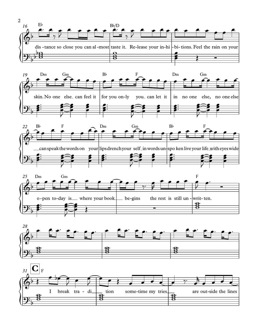 Unwritten Piano Solo scores gallery preview page 2