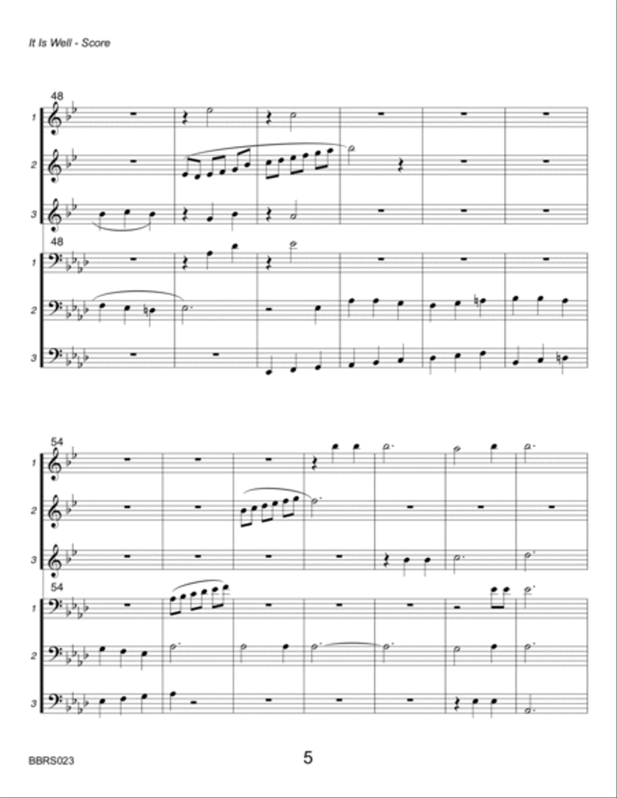 IT IS WELL WITH MY SOUL - 3 TRUMPETS & 3 TROMBONES (unaccompanied) Brass Ensemble scores gallery preview page 5