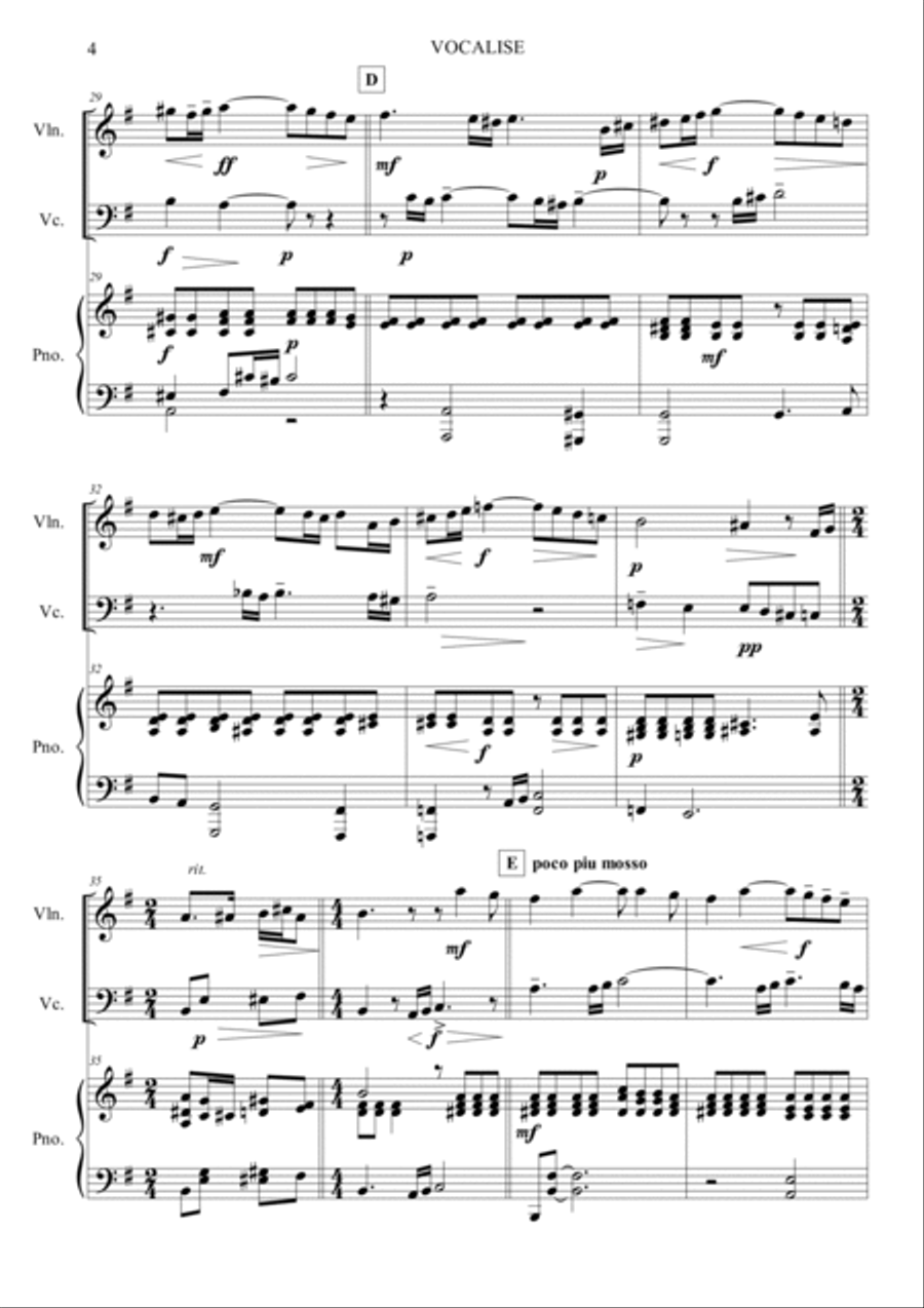 Vocalise Op.34, No.14 Piano Trio scores gallery preview page 4