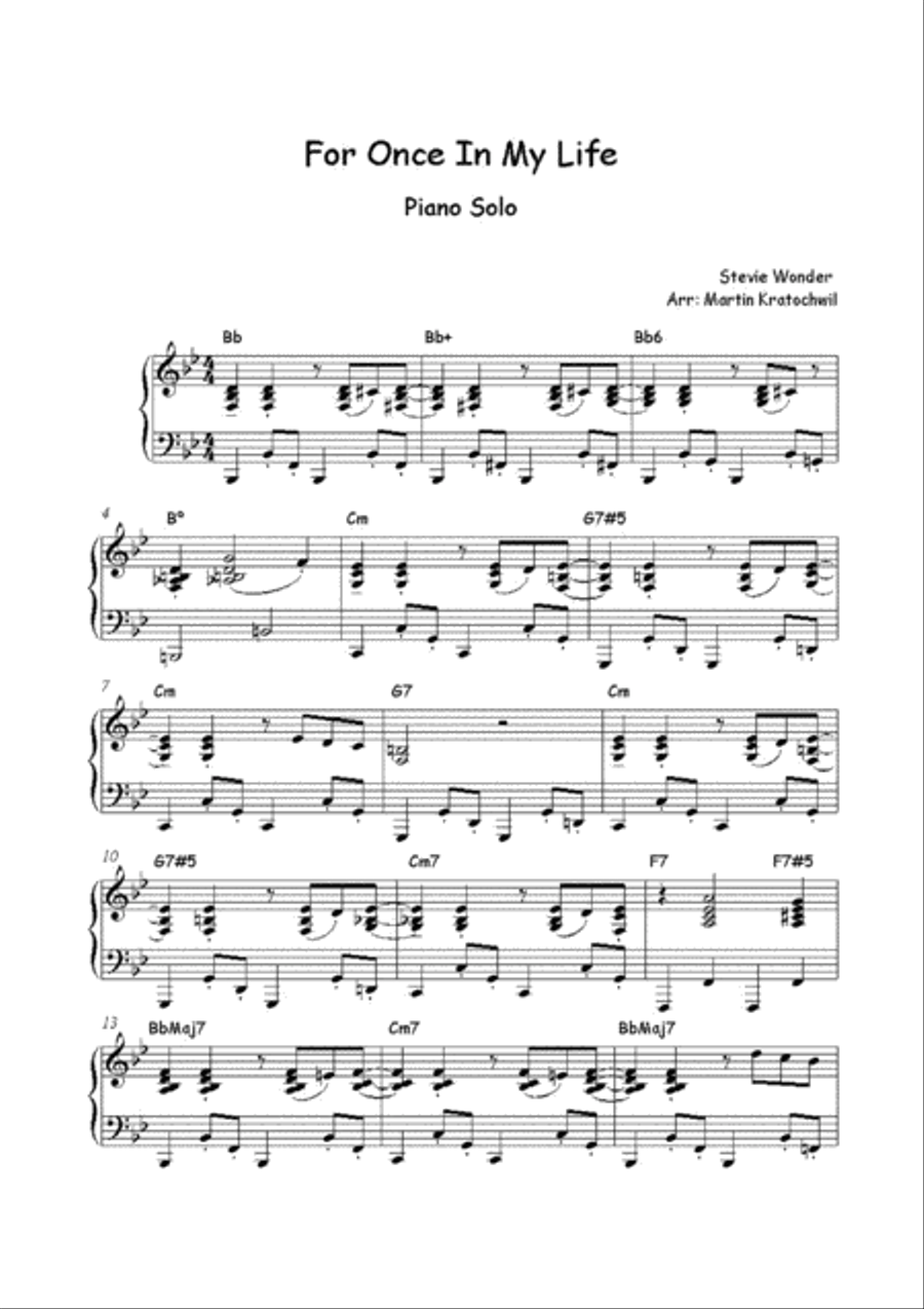 For Once In My Life Piano Solo scores gallery preview page 2