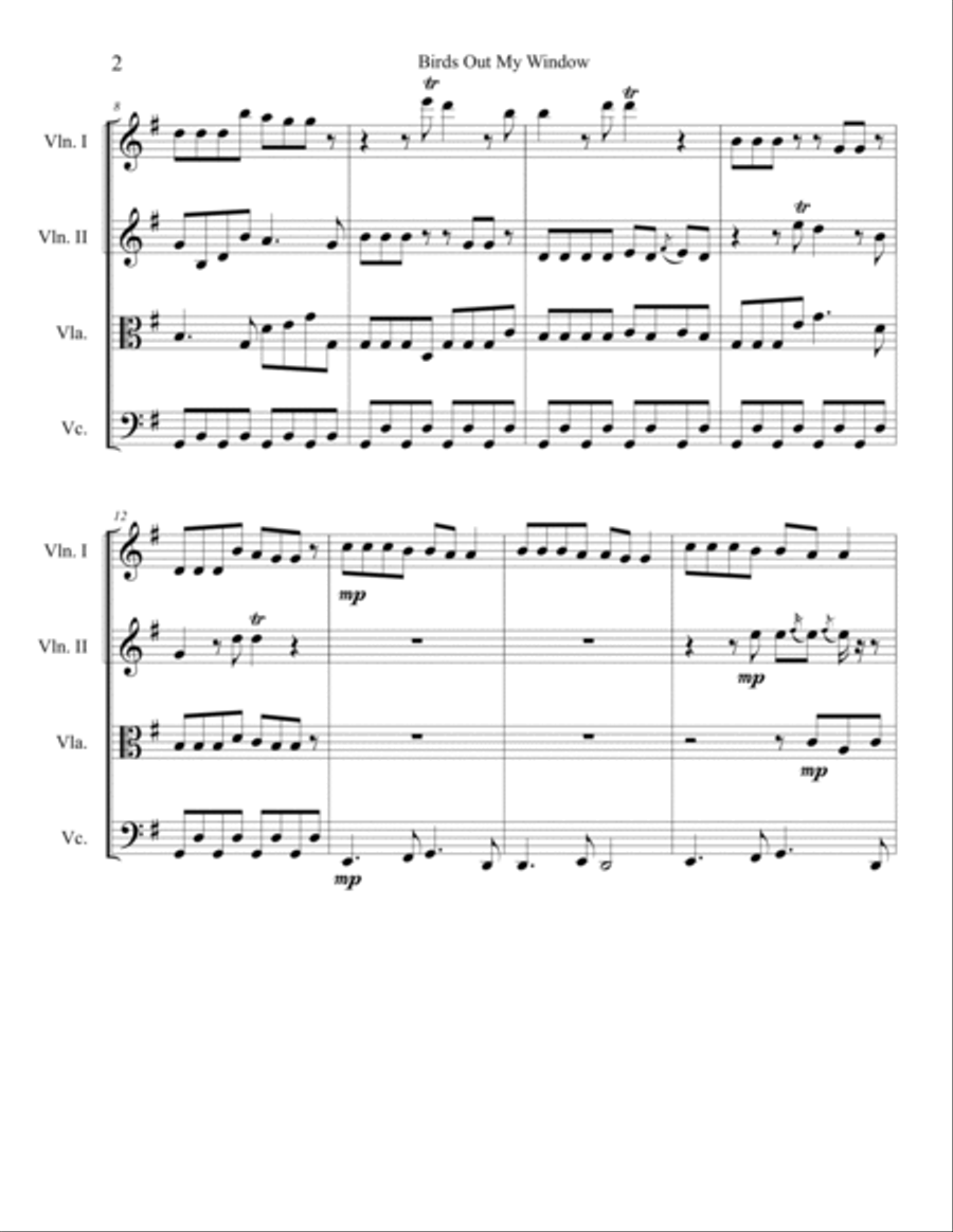 Birds Out My Wndow String Quartet scores gallery preview page 2
