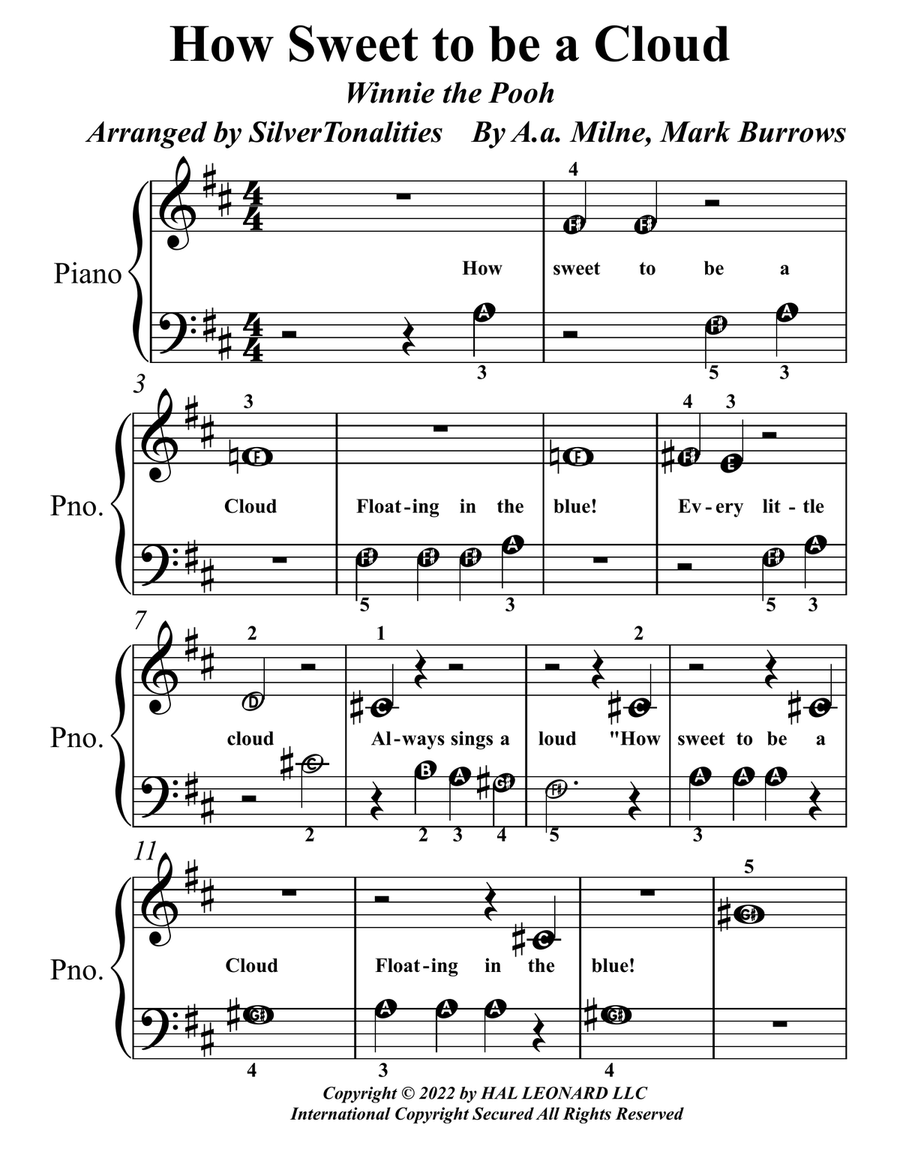 How Sweet To Be A Cloud How Sweet To Be A Cloud Piano Method scores gallery preview page 1