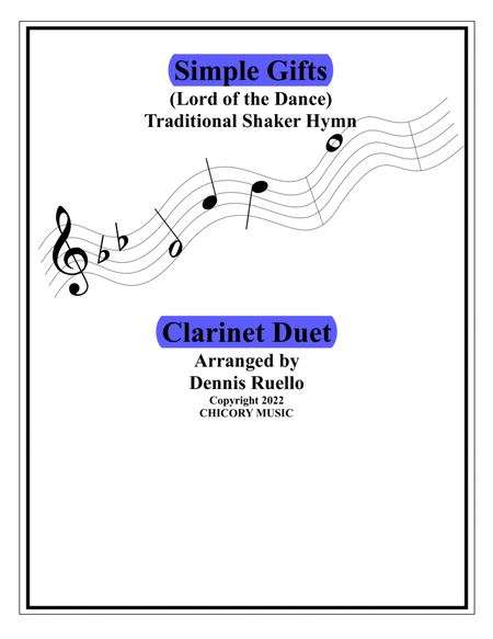 Simple Gifts (Lord of the Dance) - Clarinet Duet - Intermediate Level image number null
