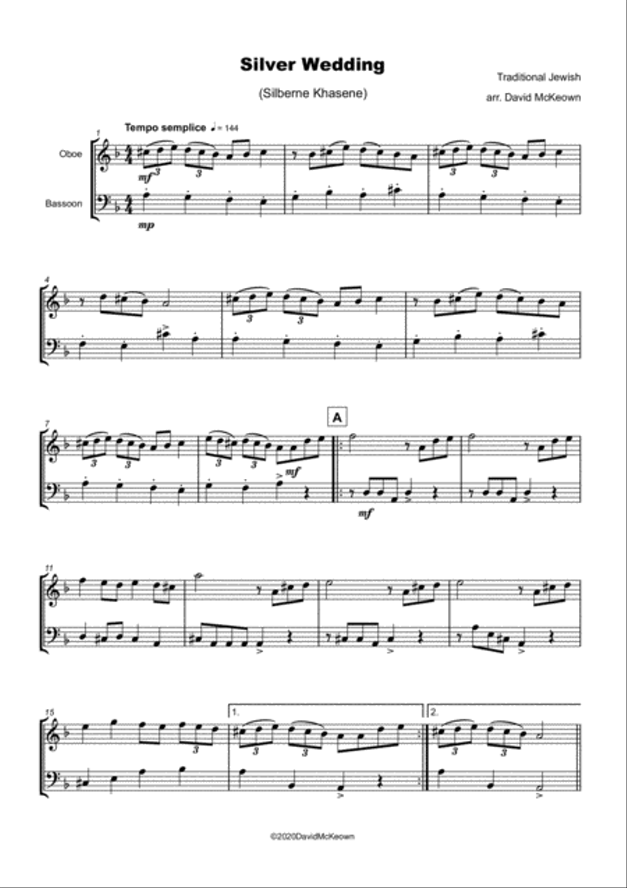 Silver Wedding, Klezmer Tune for Oboe and Bassoon Duet Woodwind Duet scores gallery preview page 2
