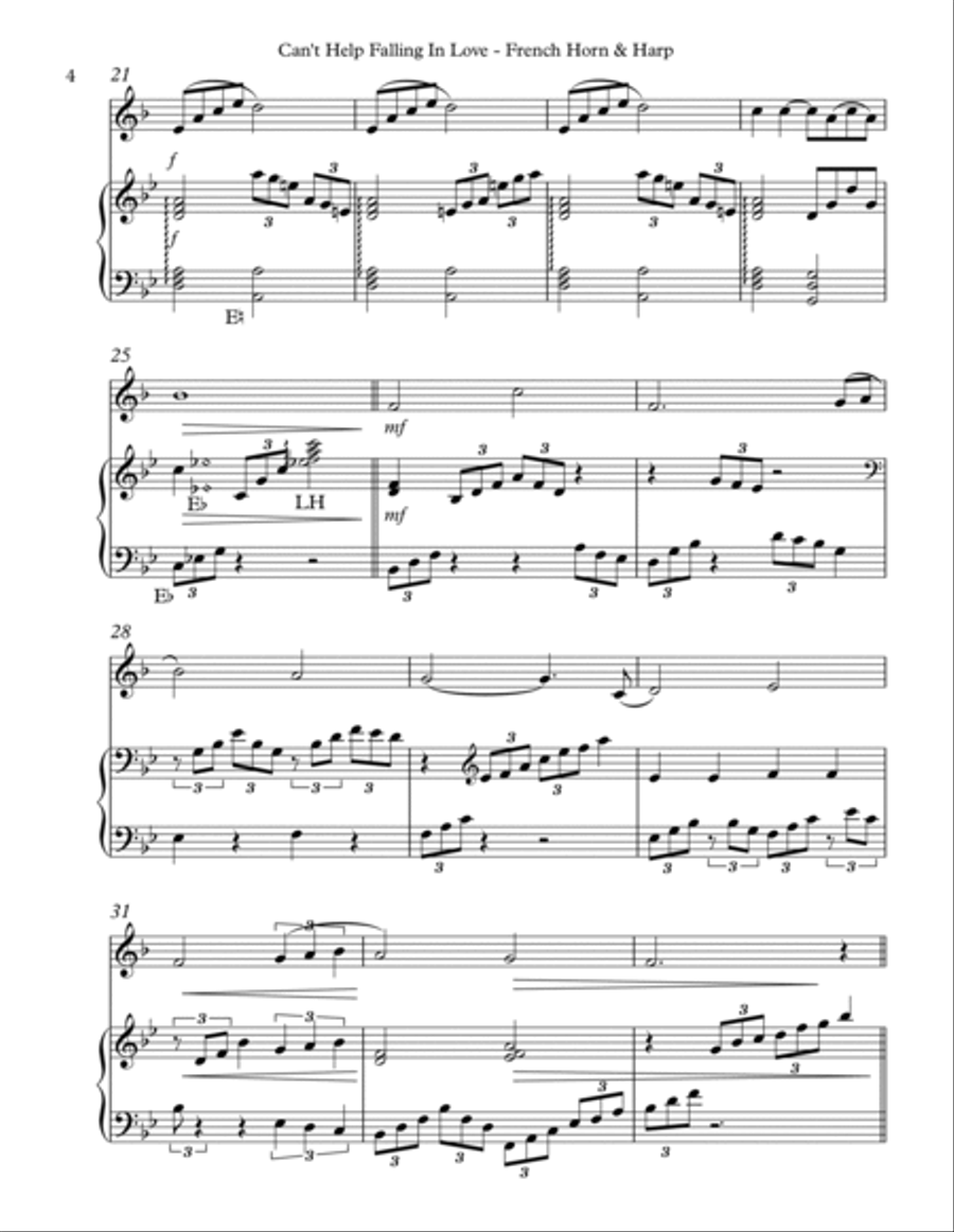Can't Help Falling In Love Horn scores gallery preview page 4