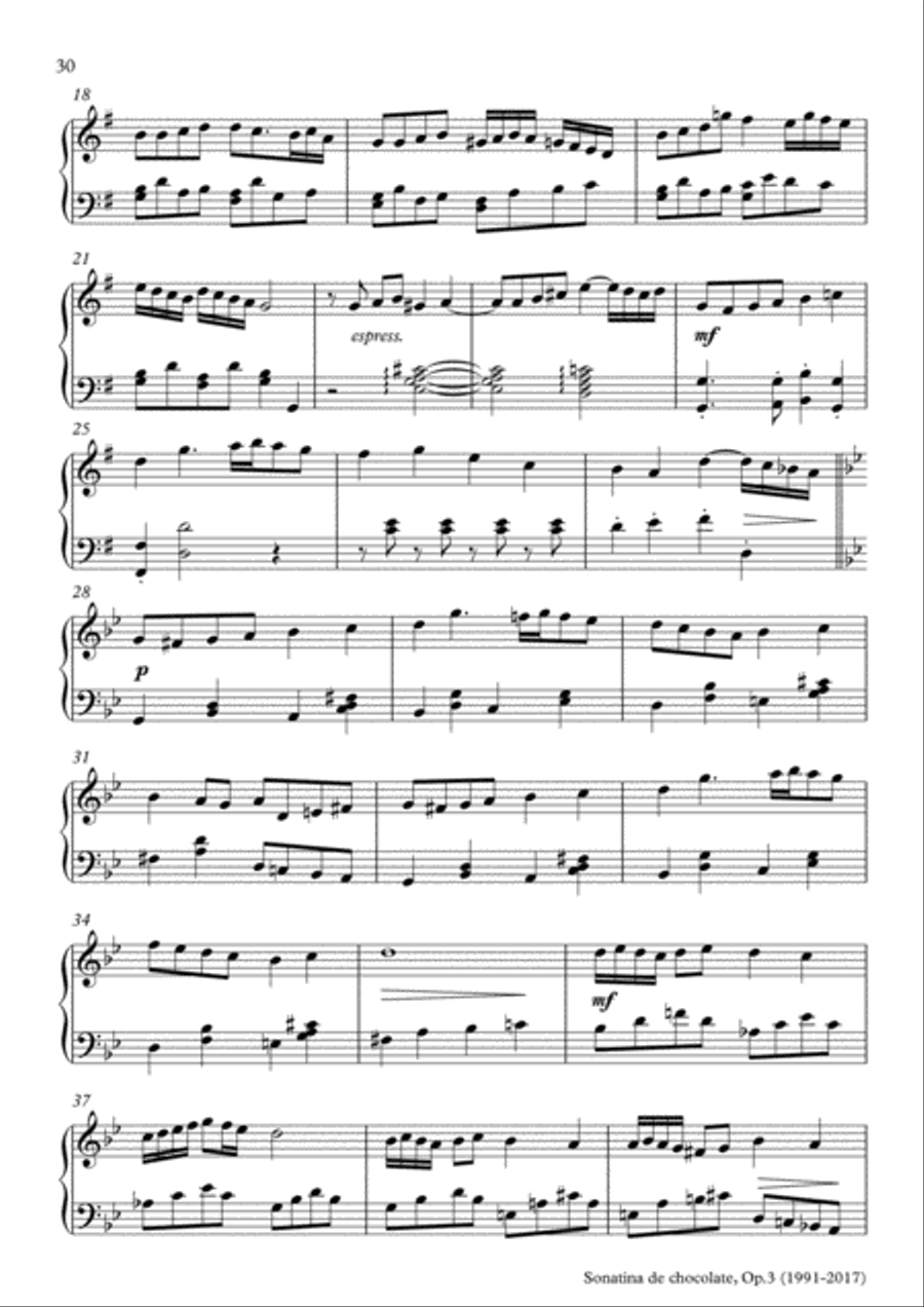 Sonatina de chocolate, Op.3 (para piano) (2017) - IV. Molto Allegro Piano Solo scores gallery preview page 2
