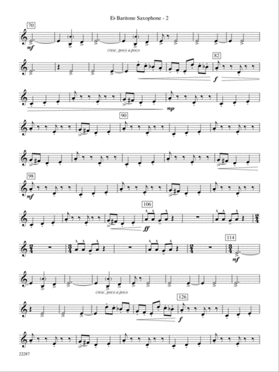Primordial Overture: E-flat Baritone Saxophone Concert Band scores gallery preview page 2