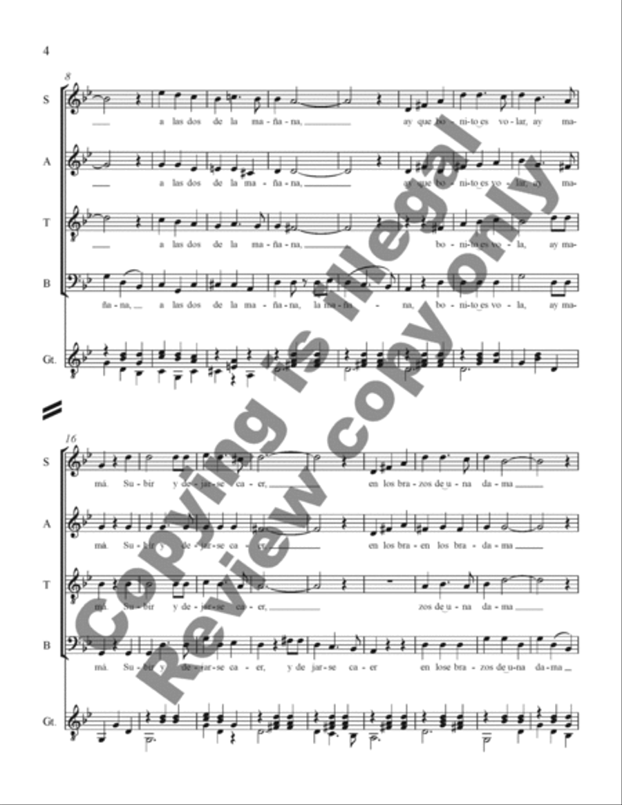 Three Mexican Folk Songs: 2. La Bruja 4-Part scores gallery preview page 14