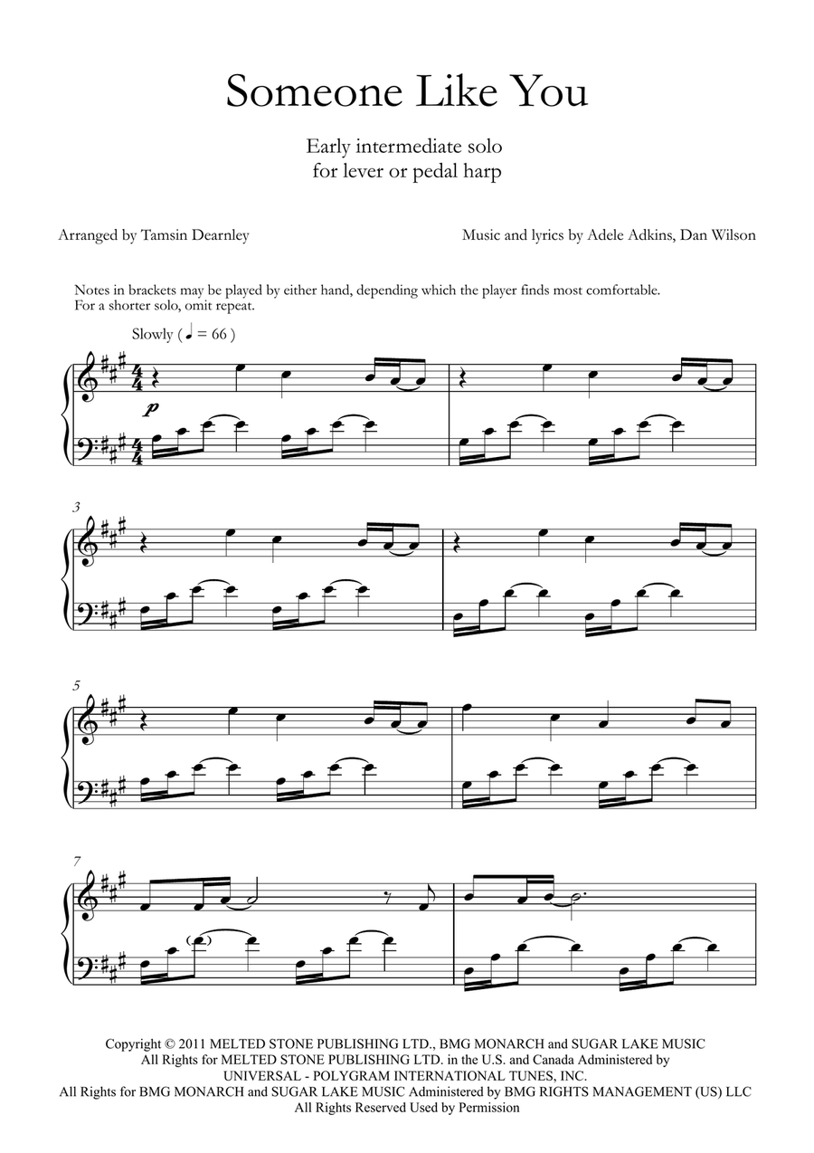 Someone Like You Harp scores gallery preview page 1