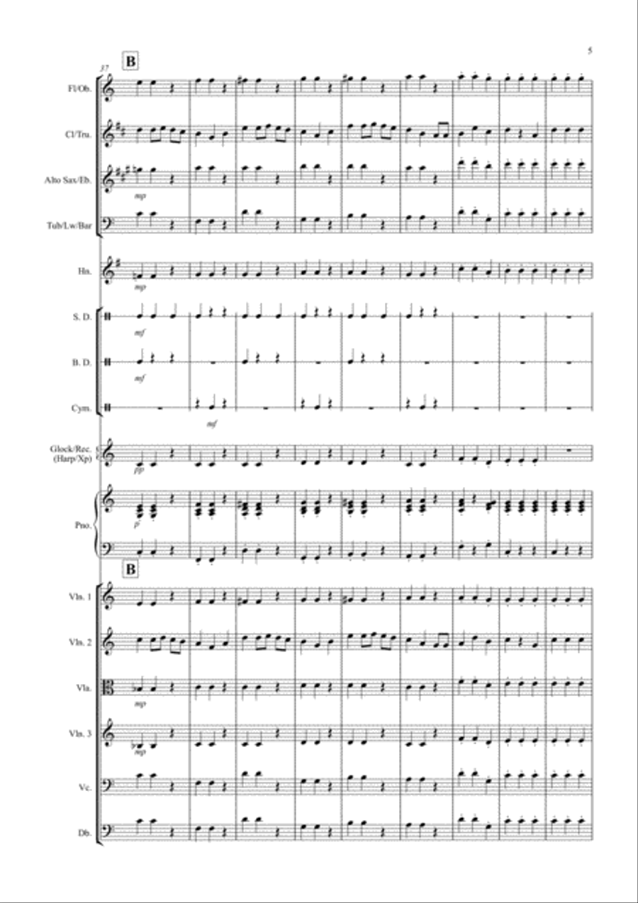 We Wish you a Merry Christmas for Flexible School Ensemble/Orchestra Large Ensemble scores gallery preview page 5