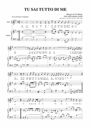AIR ON G STRING - Tu sai tutto di me - J.S.Bach . Arr. for Soprano (or Tenor) and Organ