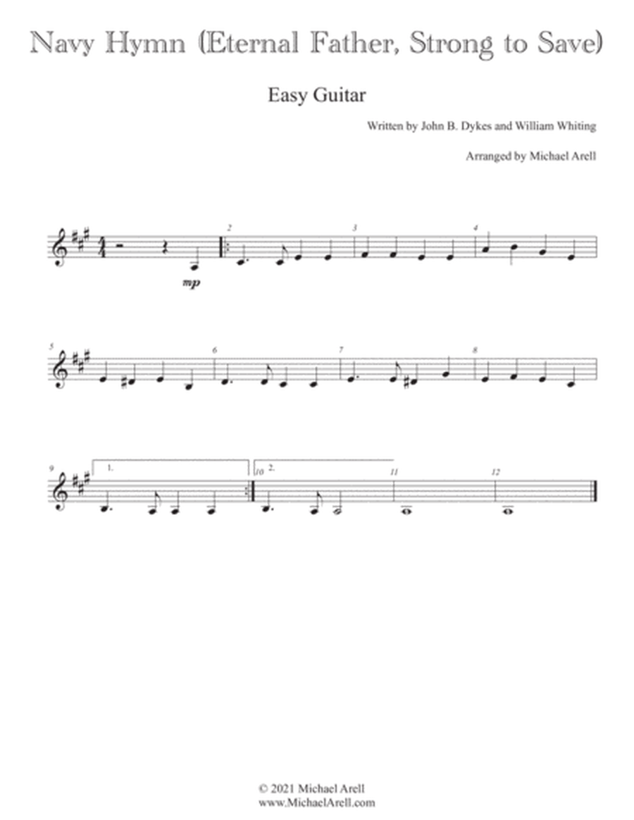 Navy Hymn (Eternal Father Strong To Save)- Easy Guitar image number null