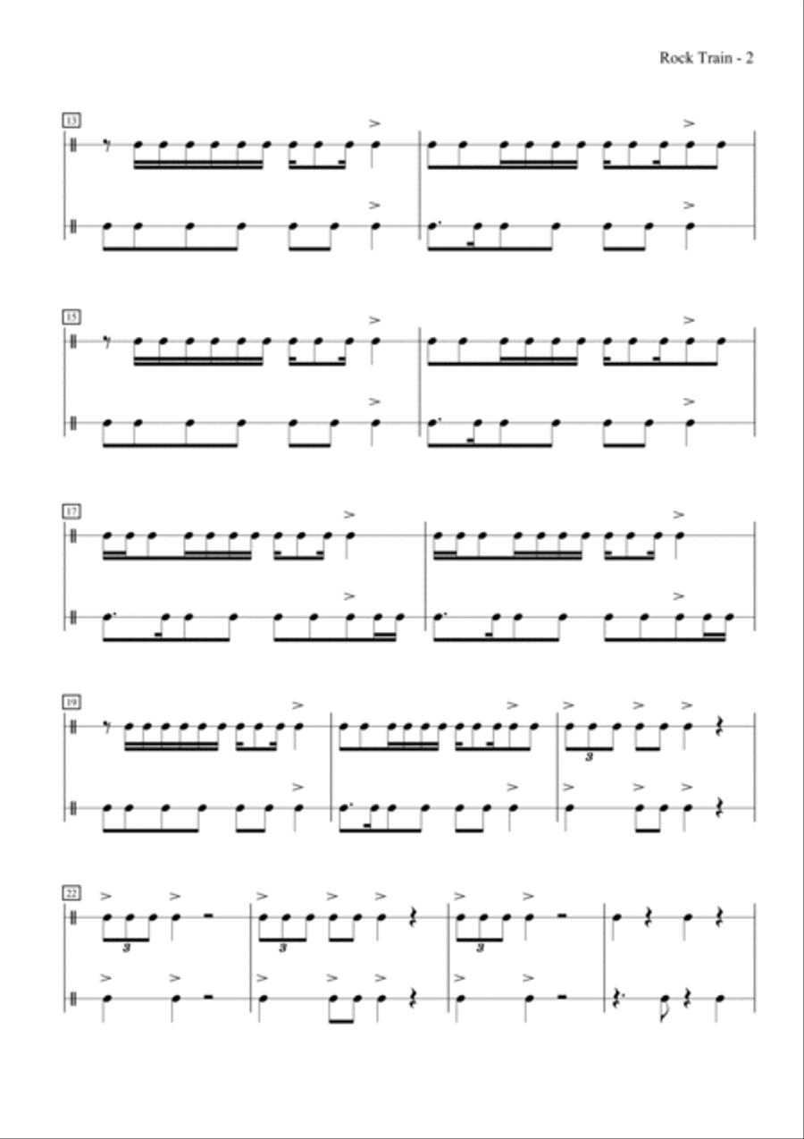 Rock Train (body percussion duet) Percussion scores gallery preview page 2