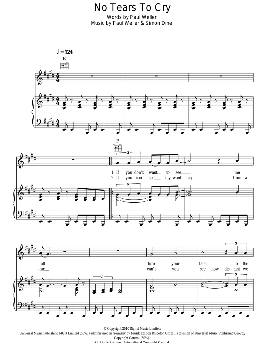 No Tears To Cry Acoustic Guitar scores gallery preview page 1