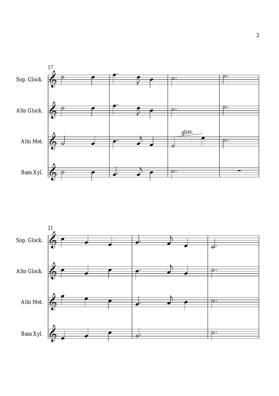 Silent Night - For Orff Ensemble Percussion Ensemble scores gallery preview page 3