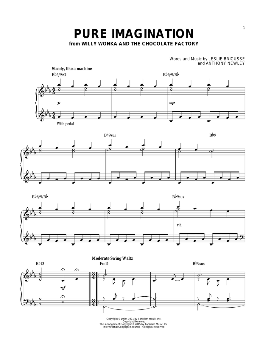 Pure Imagination [Jazz version] (arr. Brent Edstrom) Piano Solo scores gallery preview page 1