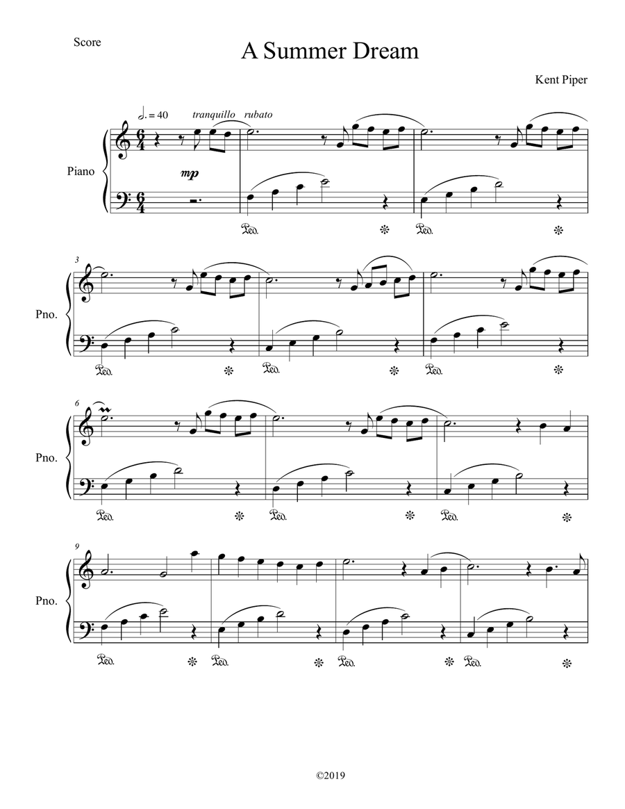 A Summer Dream Piano Solo scores gallery preview page 1