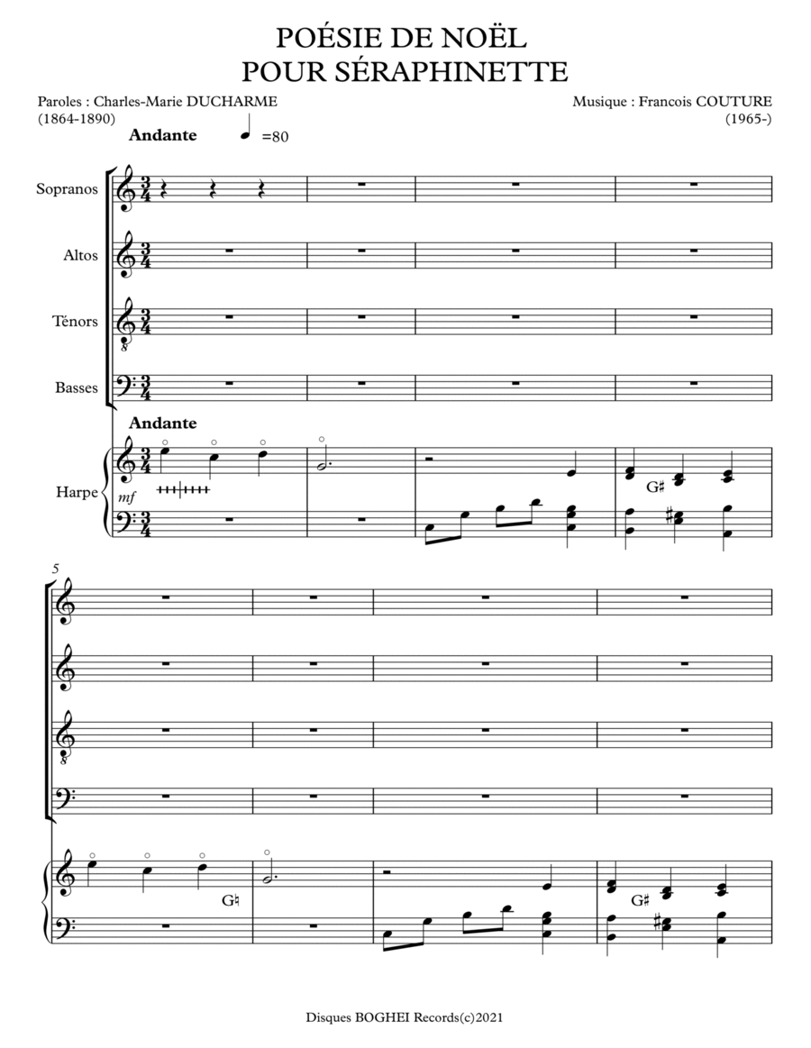 POÉSIE DE NOËL POUR SÉRAPHINETTE 4-Part scores gallery preview page 1