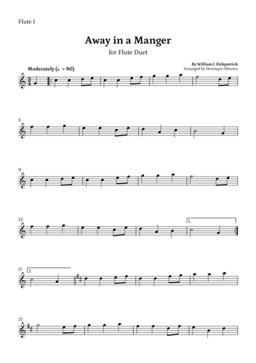 Away in a Manger (Flute Duet ) - Beginner Level image number null