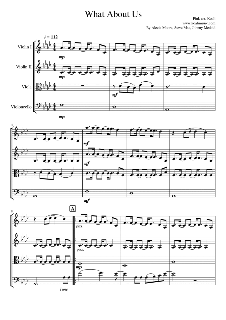 What About Us String Quartet scores gallery preview page 1