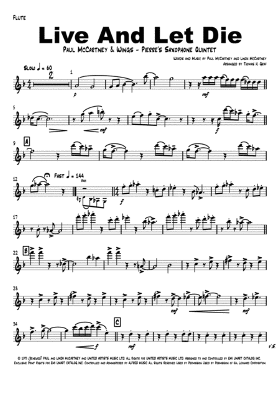Live And Let Die Woodwind Quintet scores gallery preview page 5