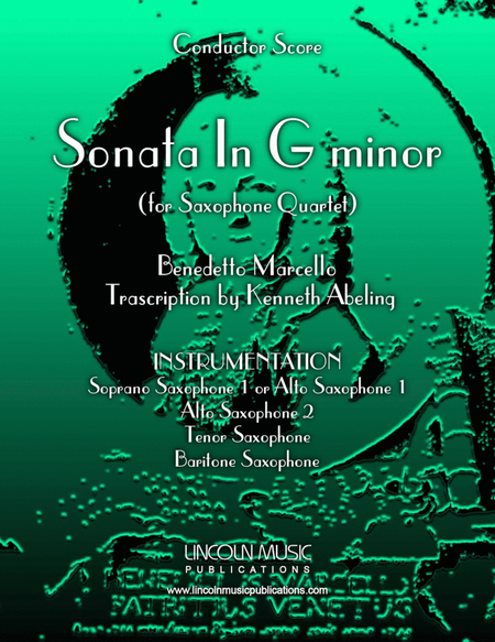 Marcello - Sonata in G minor (for Saxophone Quartet SATB or AATB) image number null
