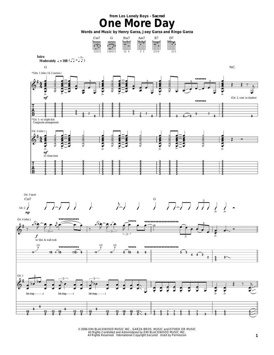 One More Day One More Day Acoustic Guitar scores gallery preview page 1
