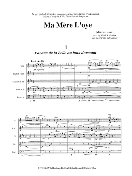 Ma Mere L'Oye - Mother Goose Suite for Wind Quintet