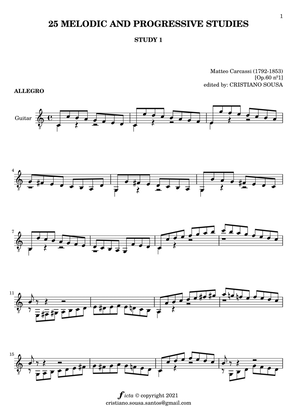 Book cover for STUDY nº 1 op. 60 [ by Matteo Carcassi ]: guitar solo (No fingerings, neither marks)