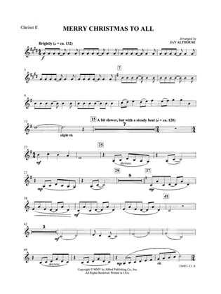 Merry Christmas to All (A Medley of Carols): 2nd B-flat Clarinet