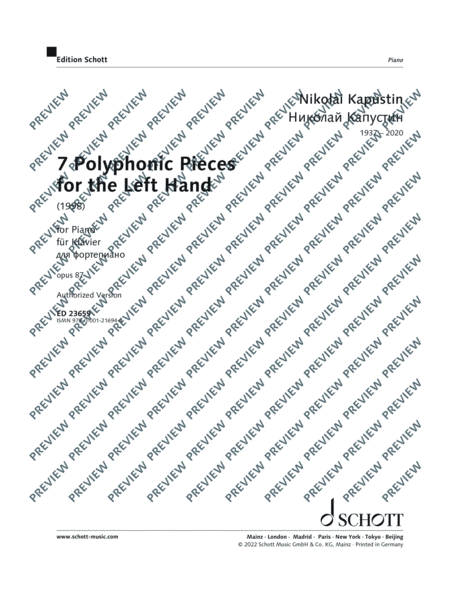 7 Polyphonic Pieces for the Left Hand