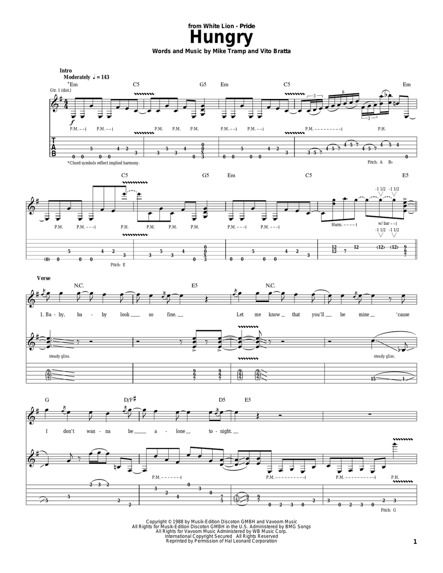 Hungry Acoustic Guitar scores gallery preview page 1