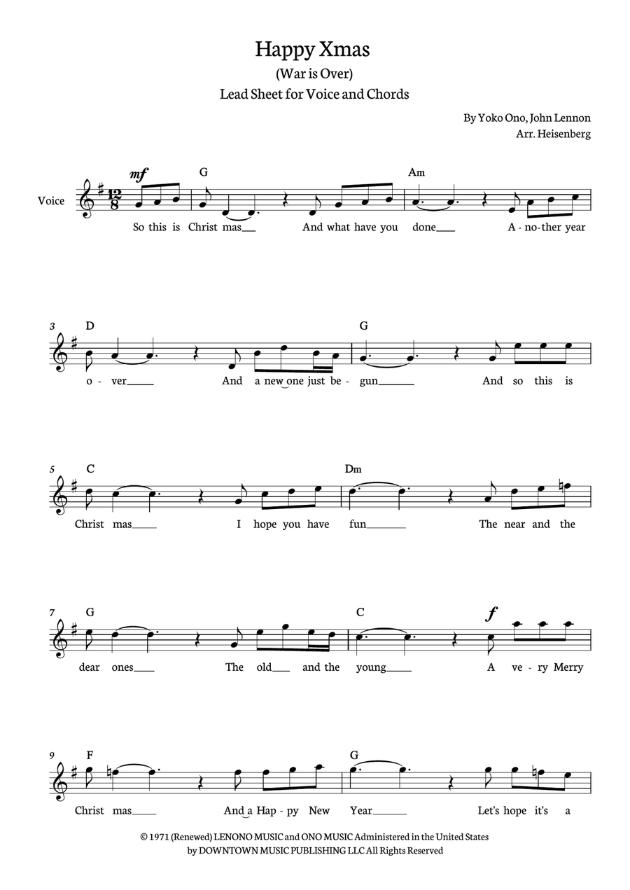 Happy Xmas (war Is Over) Acoustic Guitar scores gallery preview page 1