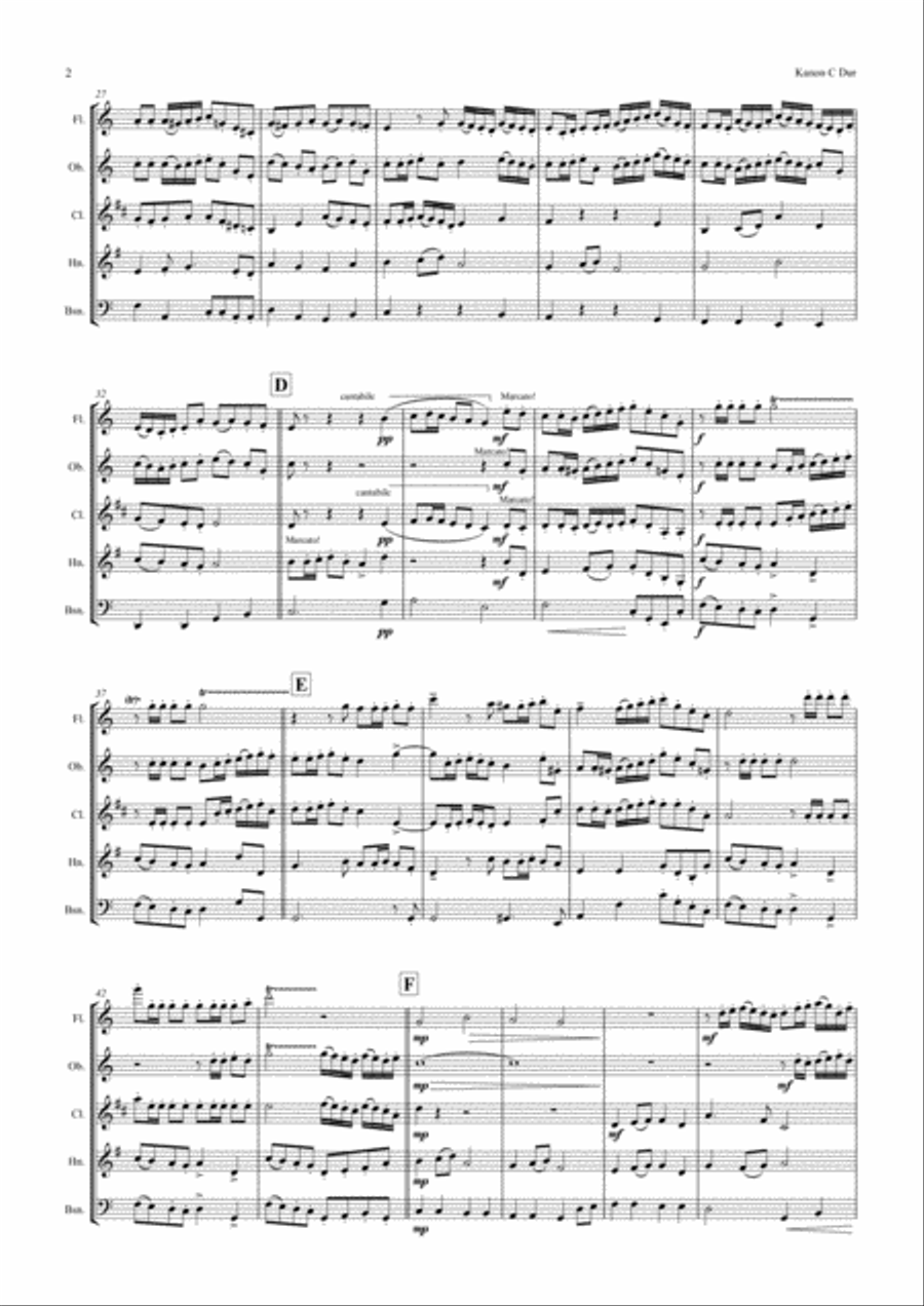 Kanon C-Major Wind Quintet Woodwind Quintet scores gallery preview page 2