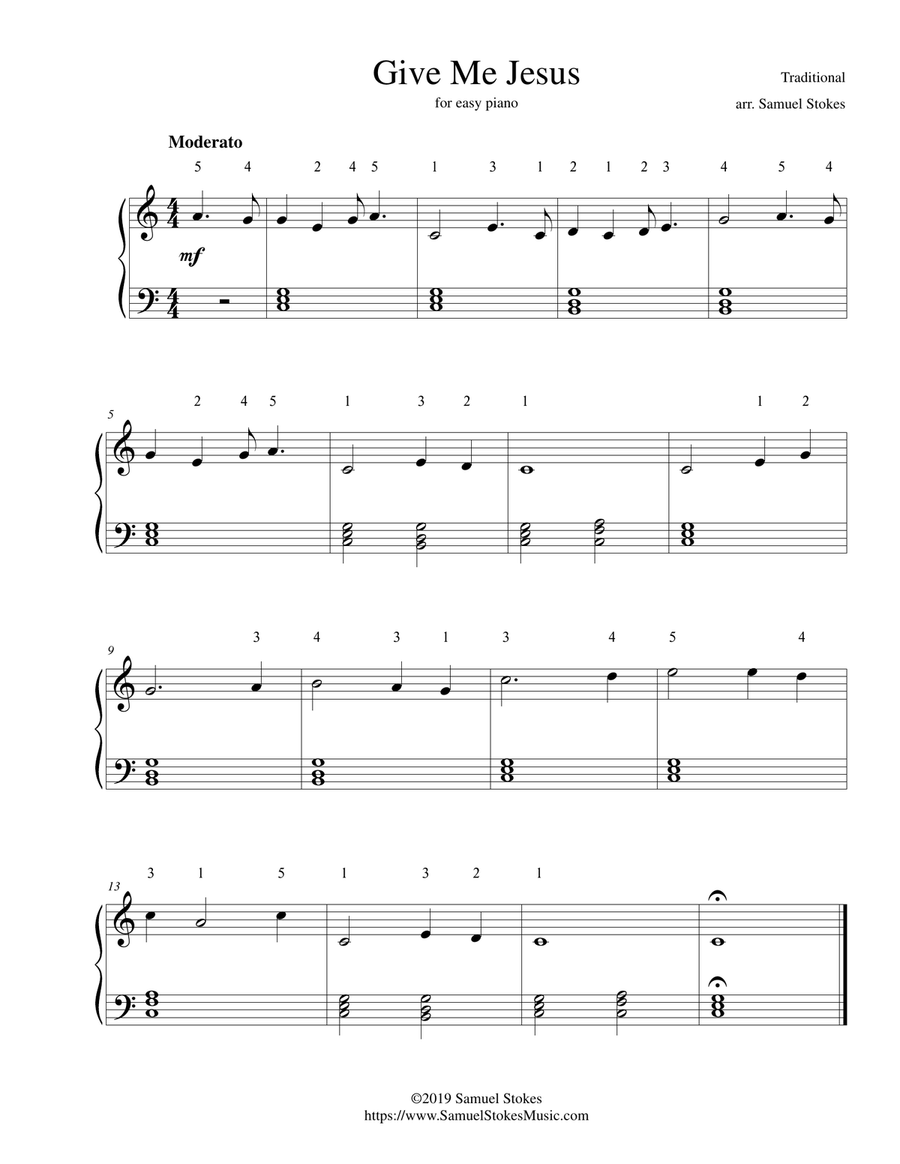 Give Me Jesus - for easy piano Give Me Jesus - for easy piano Easy Piano scores gallery preview page 1