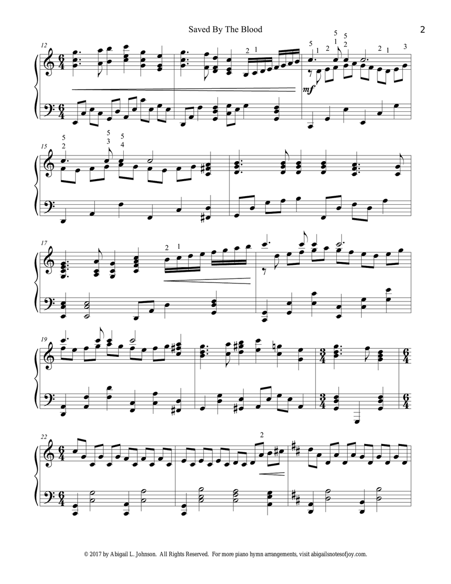 Saved By The Blood (Late Intermediate Piano Solo) Piano Solo scores gallery preview page 2