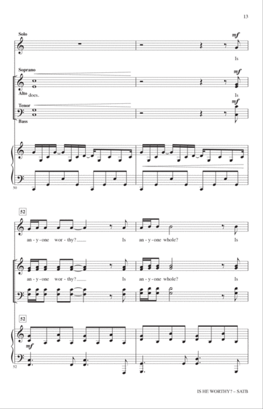 Is He Worthy? (arr. Heather Sorenson) 4-Part scores gallery preview page 12