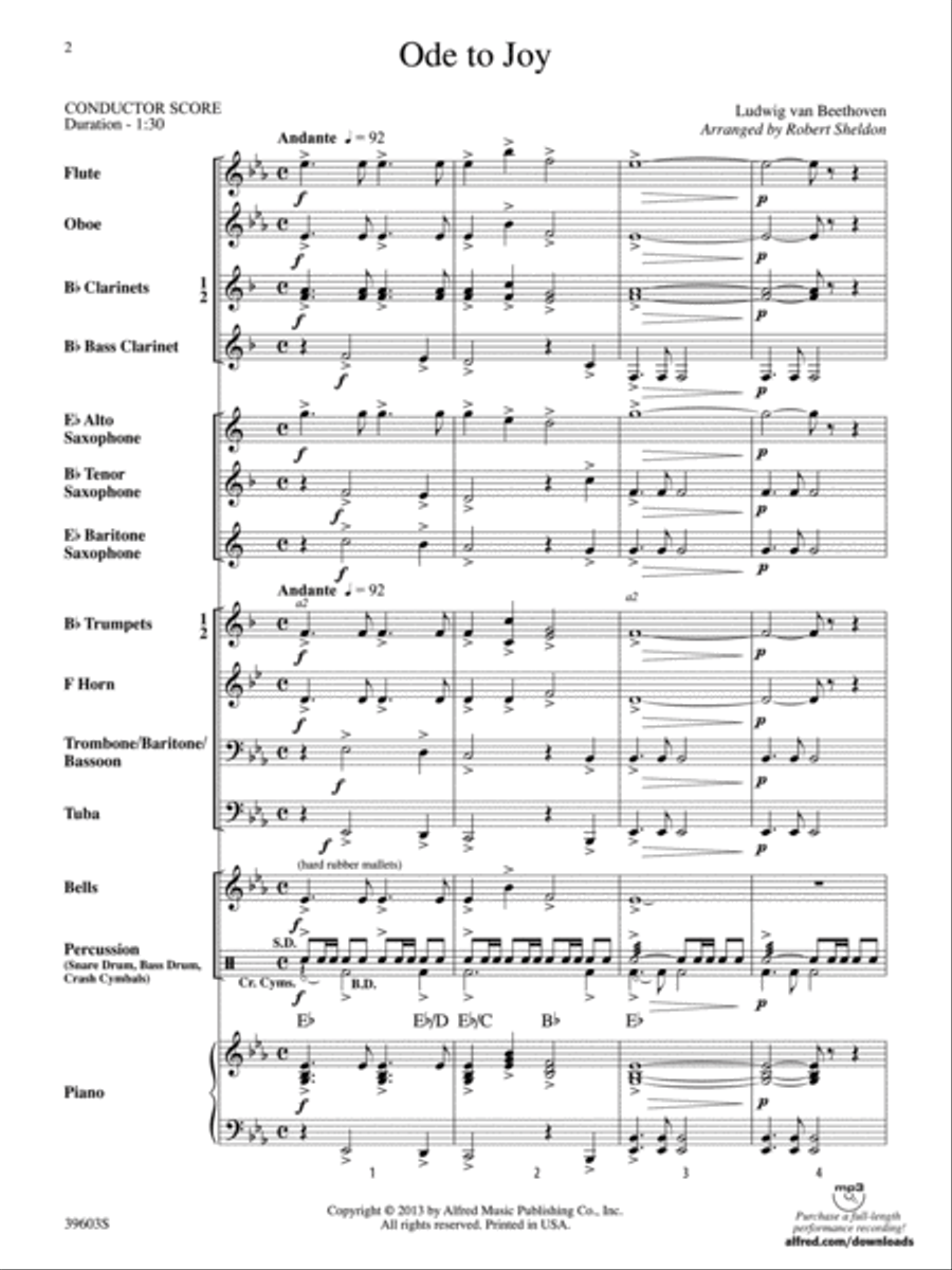 Ode to Joy: Score Concert Band scores gallery preview page 2