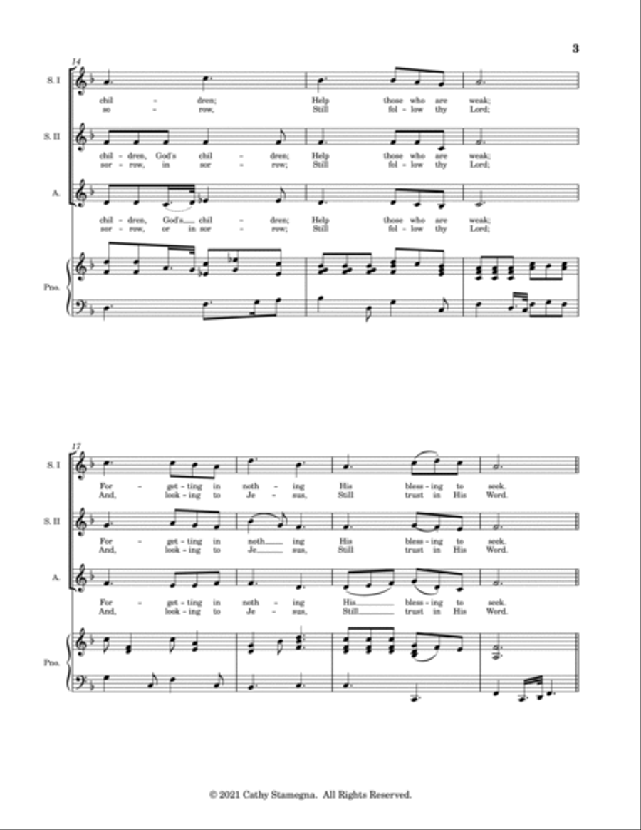 Take Time To Be Holy (SSA Choir, Keyboard Accompaniment) SSA scores gallery preview page 5