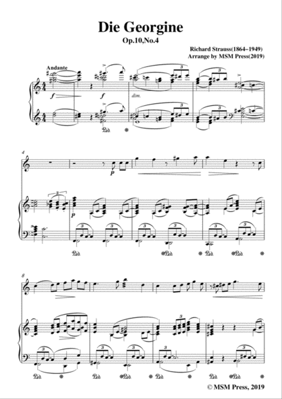 Richard Strauss-Die Georgine, for Violin and Piano Violin Solo scores gallery preview page 3
