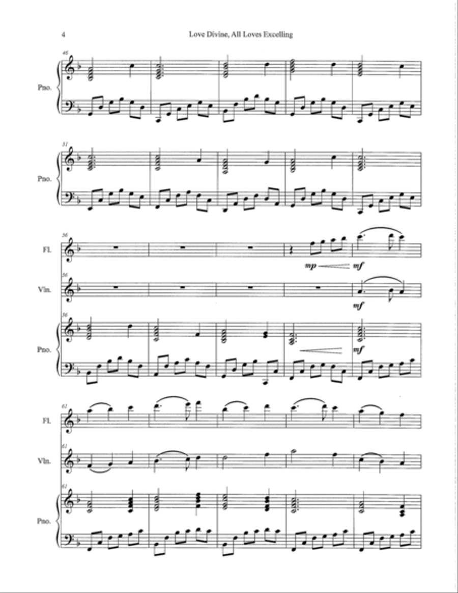 Love Divine, All Loves Excelling (with Jesus Loves Me) Flute scores gallery preview page 4