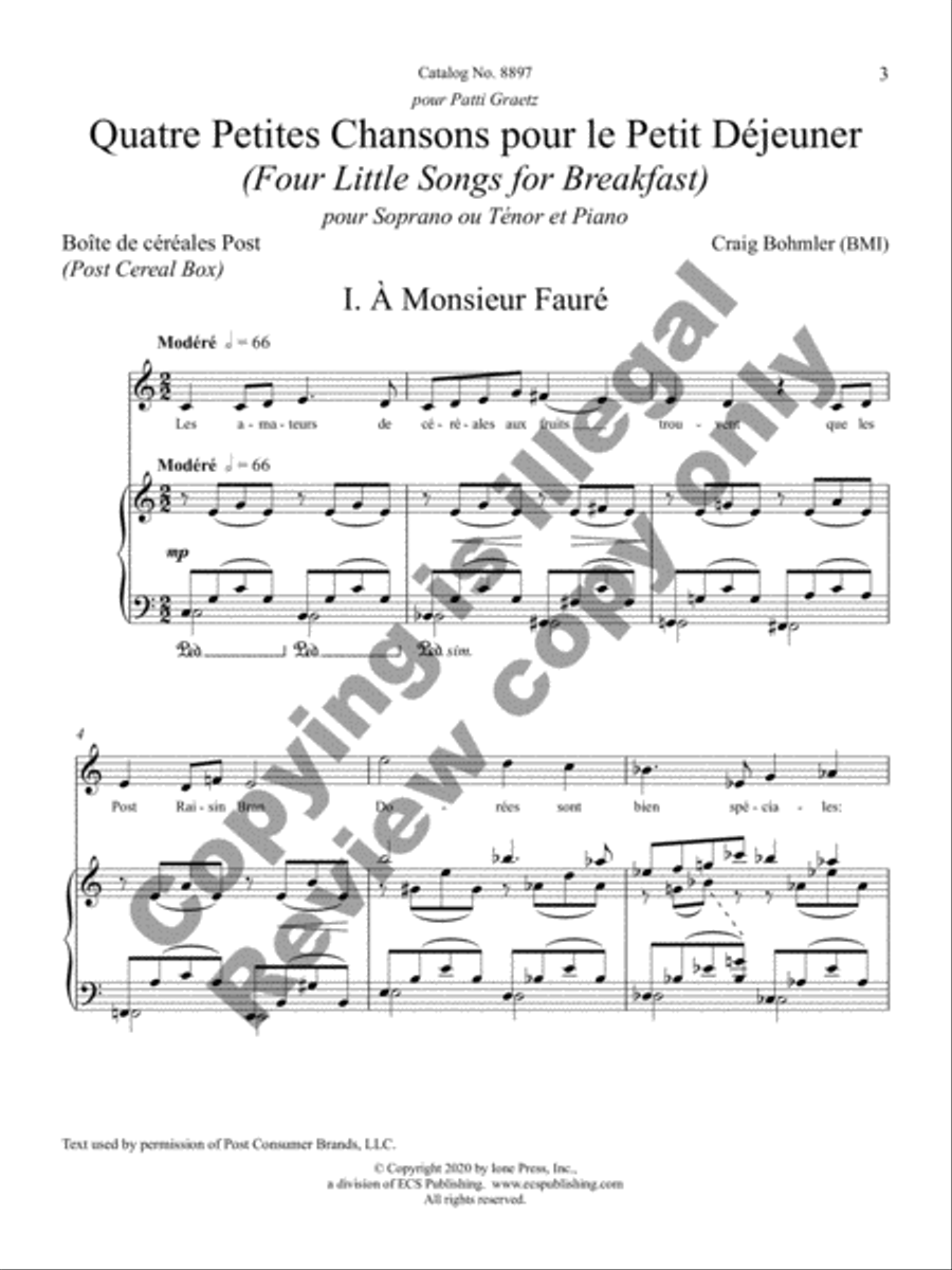 Quatre Petites Chansons pour le Petit Déjeuner Piano scores gallery preview page 4