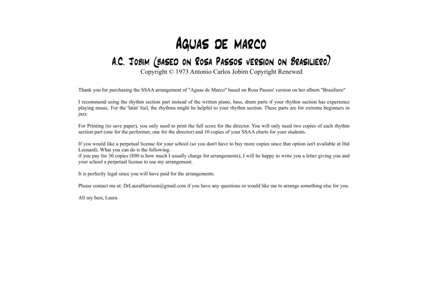 Águas De Março (waters Of March) SSAA scores gallery preview page 1