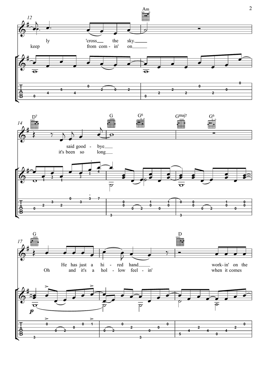 Tequila Sunrise Acoustic Guitar scores gallery preview page 2
