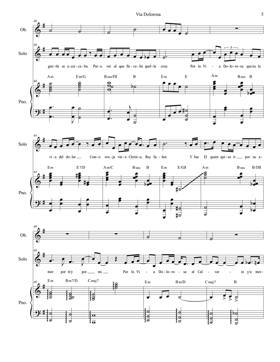 Via Dolorosa Piano, Vocal scores gallery preview page 5