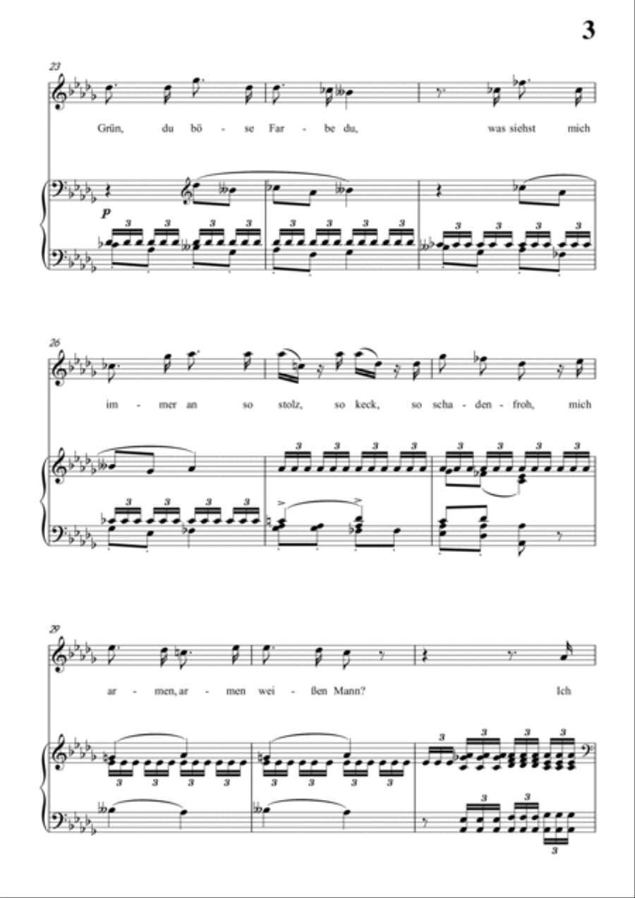 Schubert-Die böse Farbe,from 'Die Schöne Müllerin',Op.25 No.17 in bD for Vocal and Piano Voice scores gallery preview page 4