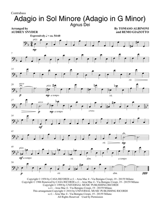 Book cover for Adagio In Sol Minore (Adagio in G Minor) (arr. Audrey Snyder) - Double Bass